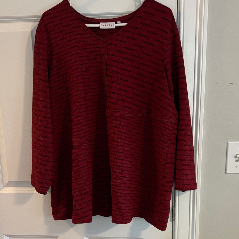 Habitat Deep Red Textured Long Sleeve Top